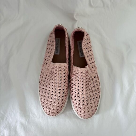 Steve Madden light pink leather flocked loafers size8.5 - Picture 2 of 4